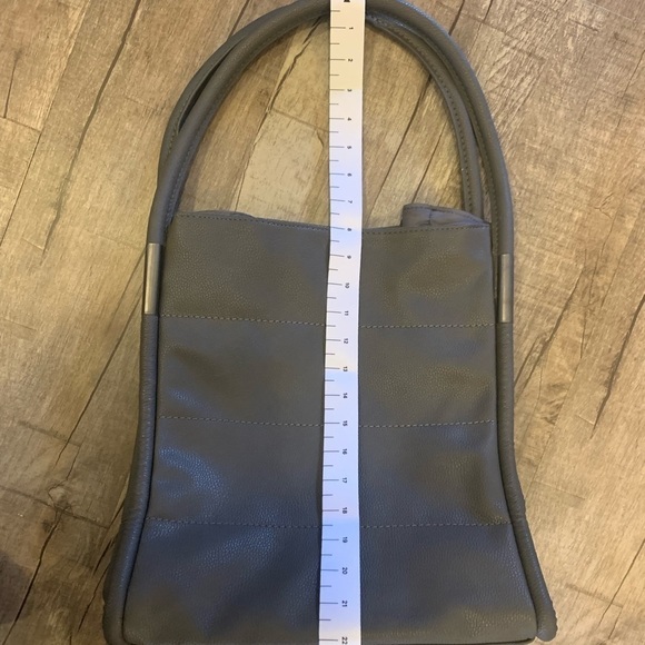 NWOT Neiman Marcus Pebbled Gray Faux Leather Tote - Picture 11 of 11